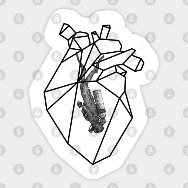 Heart Diving Sticker by P7 illustrations 